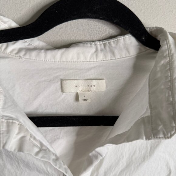 All Row Women's Large White Long Sleeve Button Up Top Casual Office Simple Basic - Picture 3 of 4